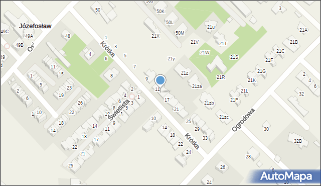 Józefosław, Krótka, 13, mapa Józefosław