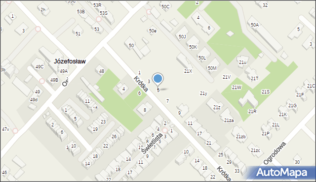 Józefosław, Krótka, 5, mapa Józefosław
