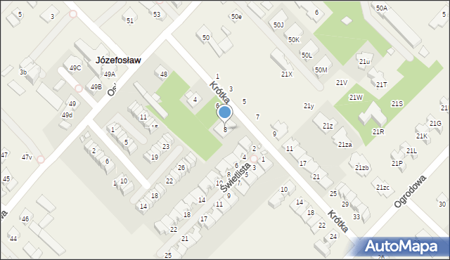 Józefosław, Krótka, 8, mapa Józefosław
