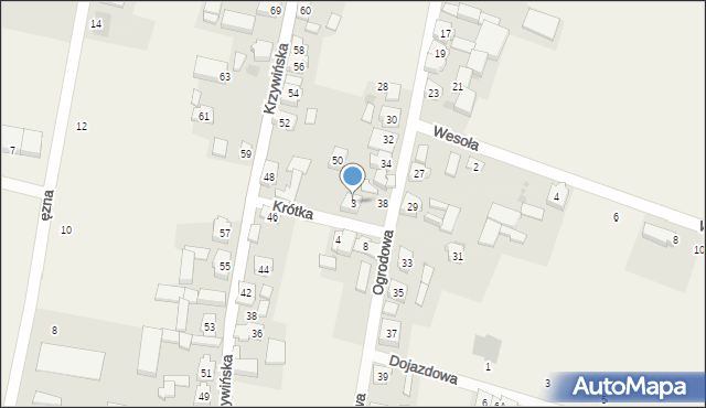 Kąkolewo, Krótka, 3, mapa Kąkolewo