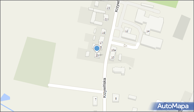 Kąkolewo, Krzywińska, 13, mapa Kąkolewo