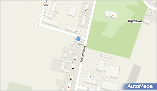 Kąkolewo, Krzywińska, 25, mapa Kąkolewo