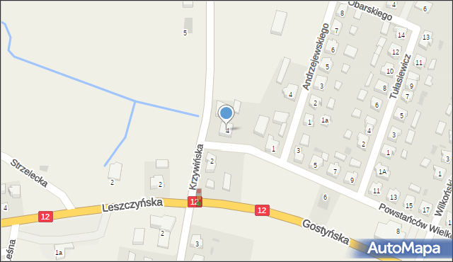 Kąkolewo, Krzywińska, 4, mapa Kąkolewo