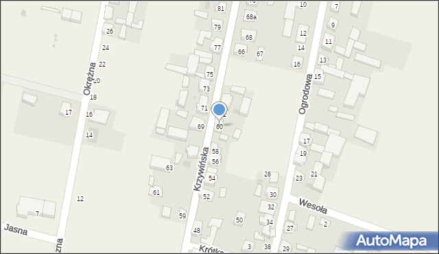 Kąkolewo, Krzywińska, 60, mapa Kąkolewo