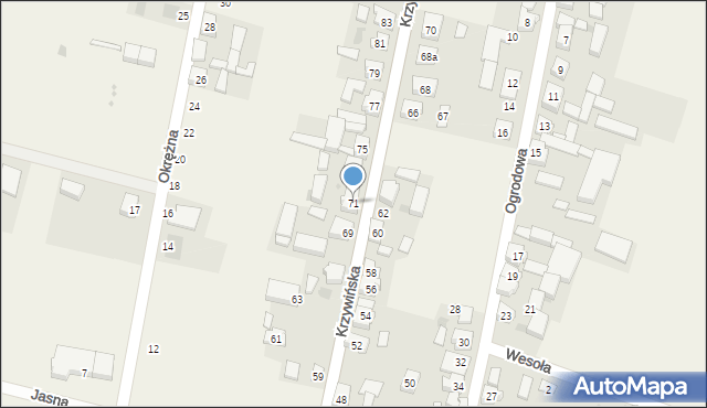 Kąkolewo, Krzywińska, 71, mapa Kąkolewo