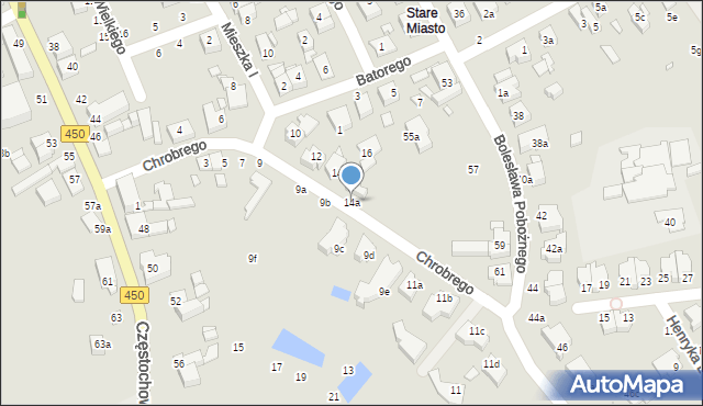 Kalisz, Króla Bolesława Chrobrego, 14a, mapa Kalisza