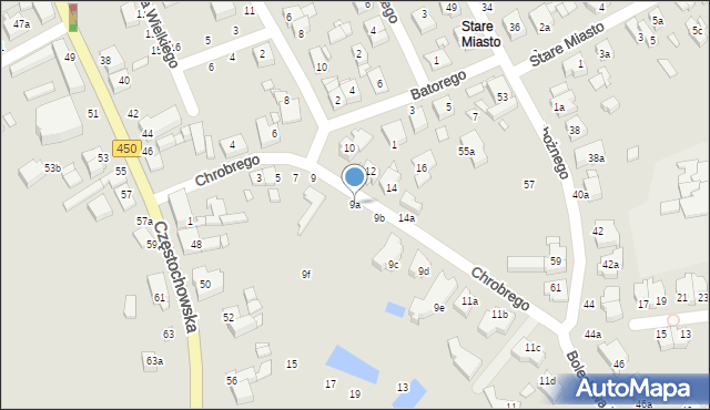 Kalisz, Króla Bolesława Chrobrego, 9a, mapa Kalisza