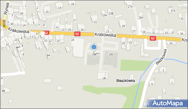 Kalwaria Zebrzydowska, Krakowska, 18a, mapa Kalwaria Zebrzydowska