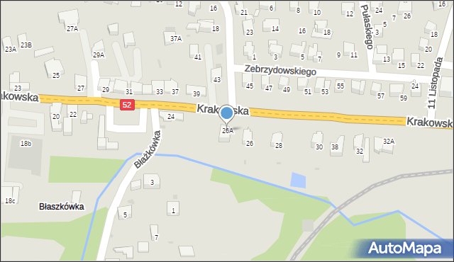 Kalwaria Zebrzydowska, Krakowska, 26A, mapa Kalwaria Zebrzydowska