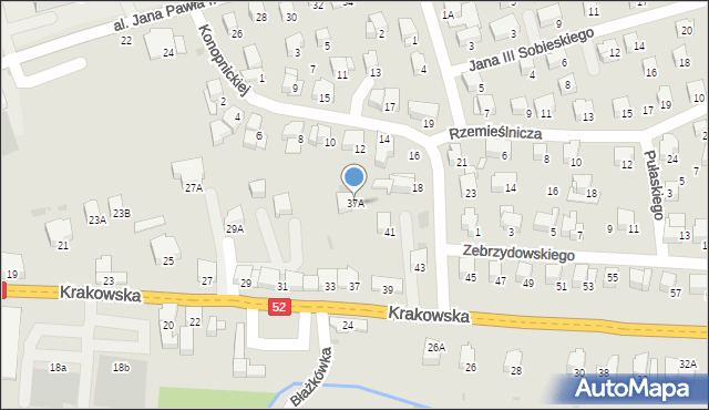 Kalwaria Zebrzydowska, Krakowska, 37A, mapa Kalwaria Zebrzydowska