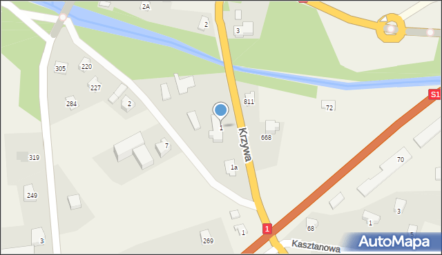 Kamesznica, Krzywa, 1, mapa Kamesznica