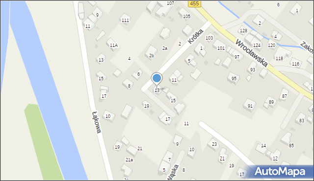 Kamieniec Wrocławski, Krótka, 13, mapa Kamieniec Wrocławski