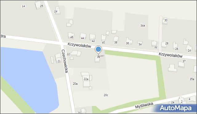 Kaniów, Krzywolaków, 39, mapa Kaniów