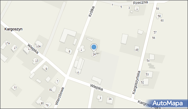 Kargoszyn, Krótka, 1A, mapa Kargoszyn