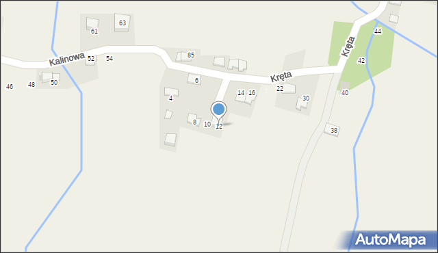 Kaszów, Kręta, 12, mapa Kaszów