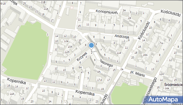 Katowice, Krzywa, 2, mapa Katowic