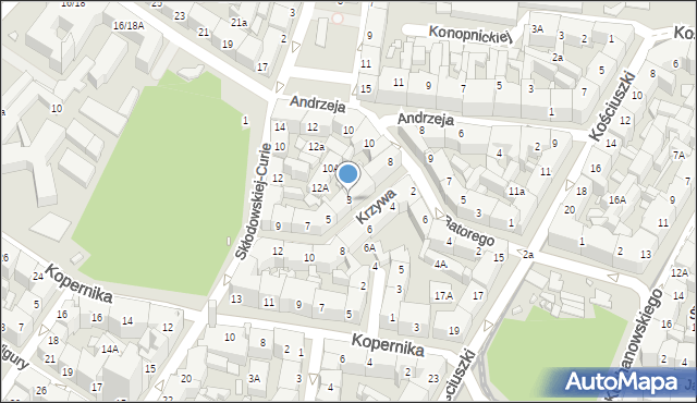 Katowice, Krzywa, 3, mapa Katowic