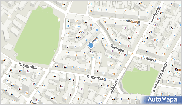 Katowice, Krzywa, 6A, mapa Katowic