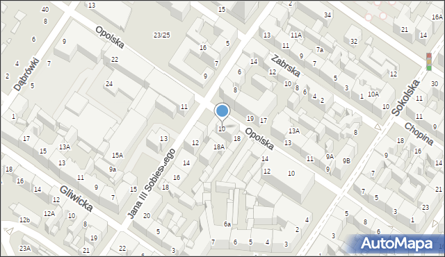 Katowice, Króla Jana III Sobieskiego, 10, mapa Katowic