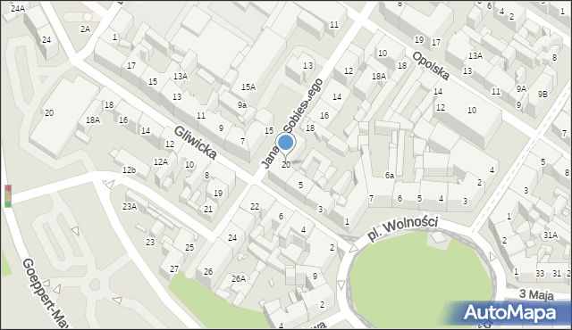 Katowice, Króla Jana III Sobieskiego, 20, mapa Katowic