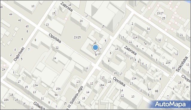 Katowice, Króla Jana III Sobieskiego, 9, mapa Katowic