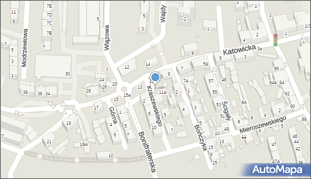 Katowice, Kraszewskiego Józefa Ignacego, 1, mapa Katowic