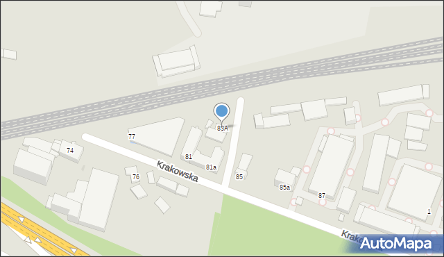 Katowice, Krakowska, 83A, mapa Katowic