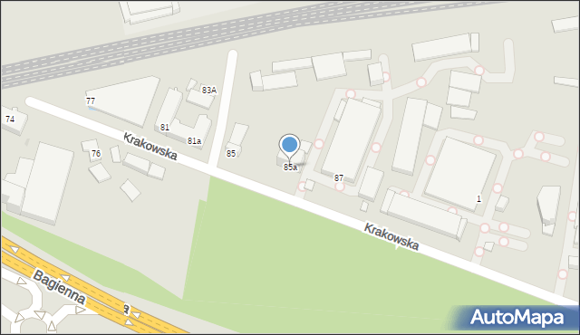 Katowice, Krakowska, 85a, mapa Katowic