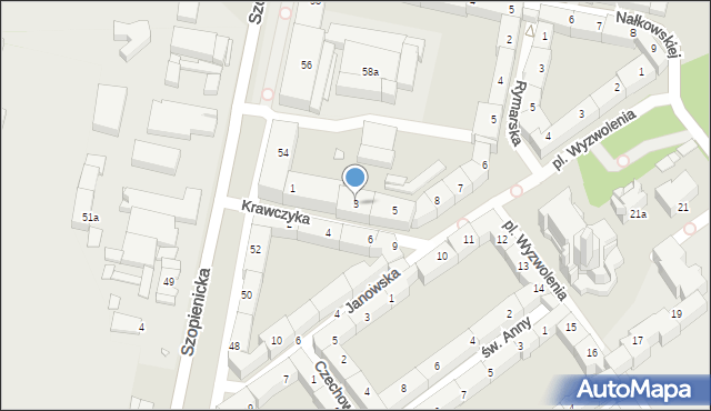 Katowice, Krawczyka Bernarda, 3, mapa Katowic