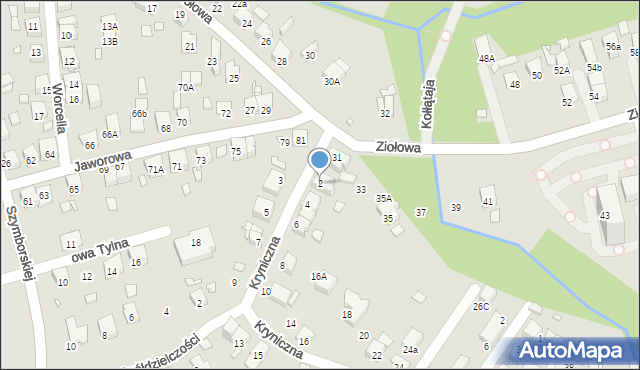 Katowice, Kryniczna, 2, mapa Katowic