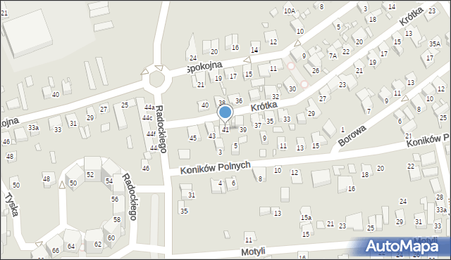 Katowice, Krótka, 41, mapa Katowic