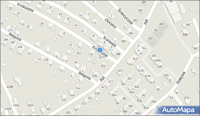 Katowice, Krokusów, 4, mapa Katowic