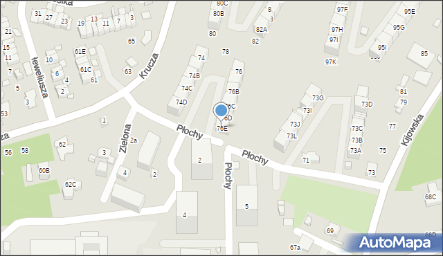 Katowice, Krucza, 76E, mapa Katowic