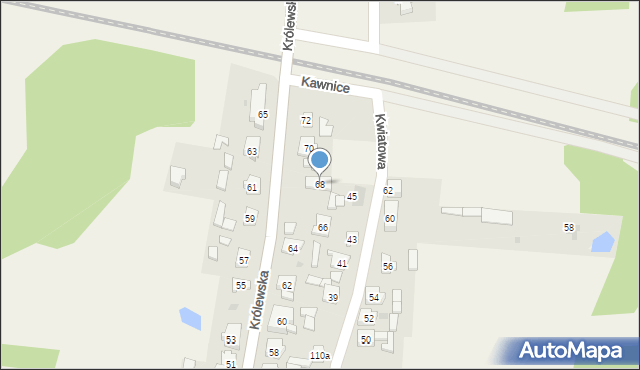 Kawnice, Królewska, 68, mapa Kawnice