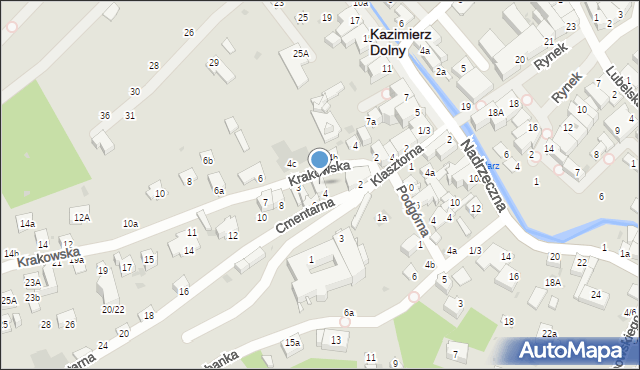 Kazimierz Dolny, Krakowska, 1a, mapa Kazimierz Dolny