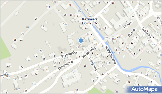 Kazimierz Dolny, Krakowska, 4A, mapa Kazimierz Dolny