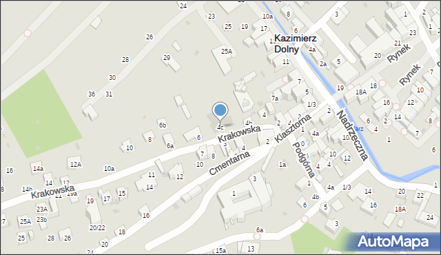Kazimierz Dolny, Krakowska, 4c, mapa Kazimierz Dolny