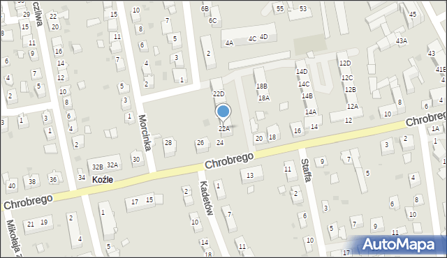 Kędzierzyn-Koźle, Króla Bolesława Chrobrego, 22A, mapa Kędzierzyna-Koźle