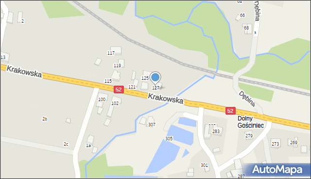 Kęty, Krakowska, 127, mapa Kęty