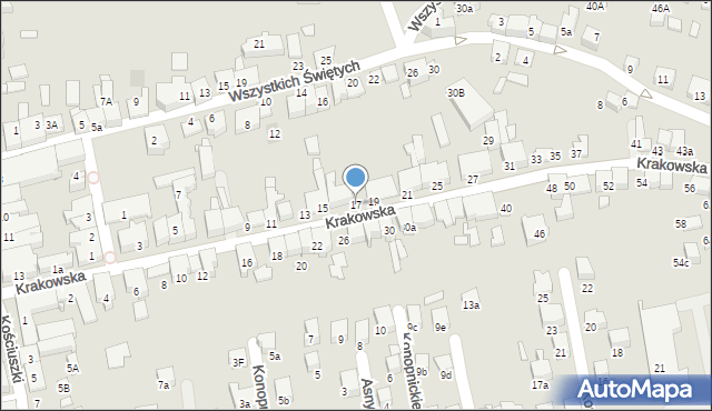 Kęty, Krakowska, 17, mapa Kęty