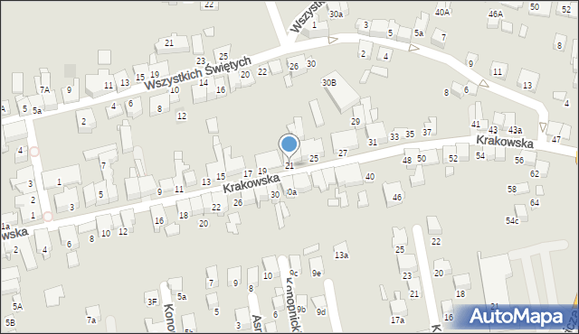 Kęty, Krakowska, 21, mapa Kęty