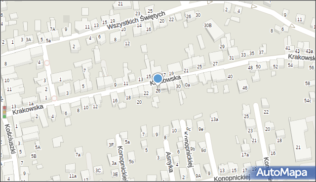 Kęty, Krakowska, 26, mapa Kęty