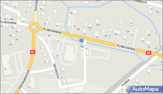 Kęty, Krakowska, 72A, mapa Kęty