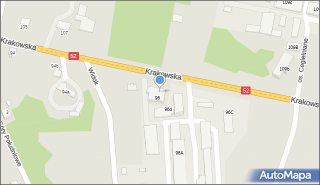 Kęty, Krakowska, 96B, mapa Kęty