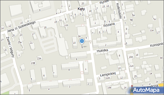 Kęty, Królickiego Stanisława, płk., 9, mapa Kęty