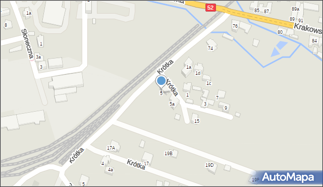 Kęty, Krótka, 5, mapa Kęty