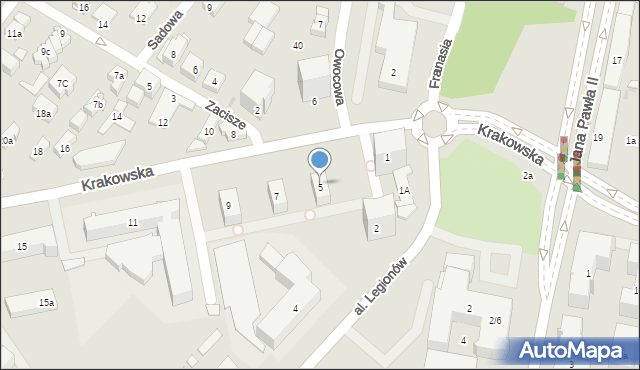 Kielce, Krakowska, 5, mapa Kielc