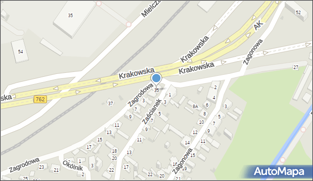 Kielce, Krakowska, 35, mapa Kielc