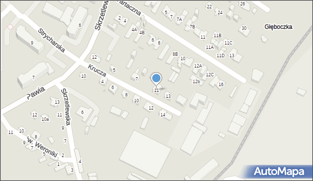 Kielce, Krucza, 11, mapa Kielc