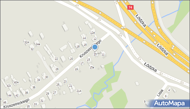 Kielce, Kruszelnickiego-Wilka Zbigniewa, ppor., 13, mapa Kielc